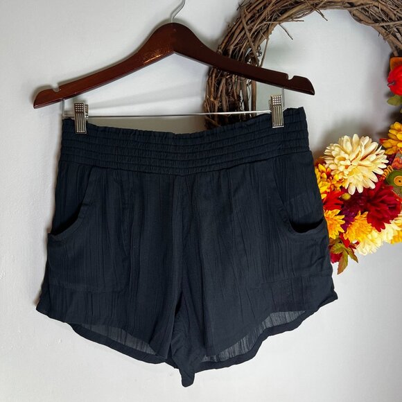Prana Pants - prAna Womens Semi Sheer FERNIE Crinkle Woven Shorts XTRA-SMALL XS in Black